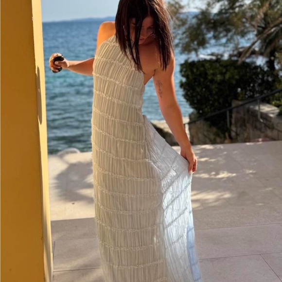 Peppermayo Dresses & Skirts - Peppermayo Cream Maxi Dress with Textured Tiered Panels